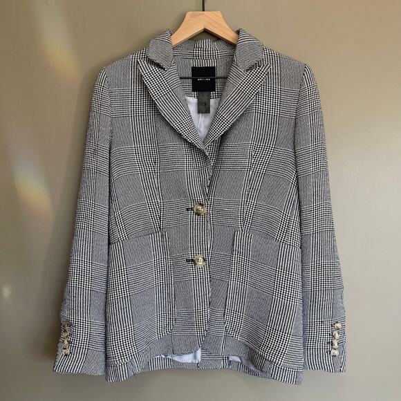 Smythe Portrait Neck Blazer in Prince of Wales Black White Plaid Size 6 Academia - Picture 5 of 16